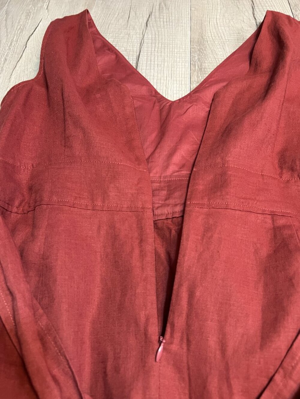 NWOT GAP Linen Blend Midi Dress Red Size 10 Sleeveless Button Belted Pockets - Picture 4 of 11